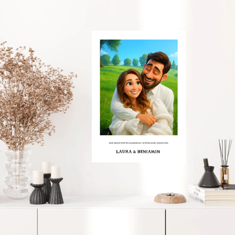 Affiche Personnalisée Style Pixar Couple