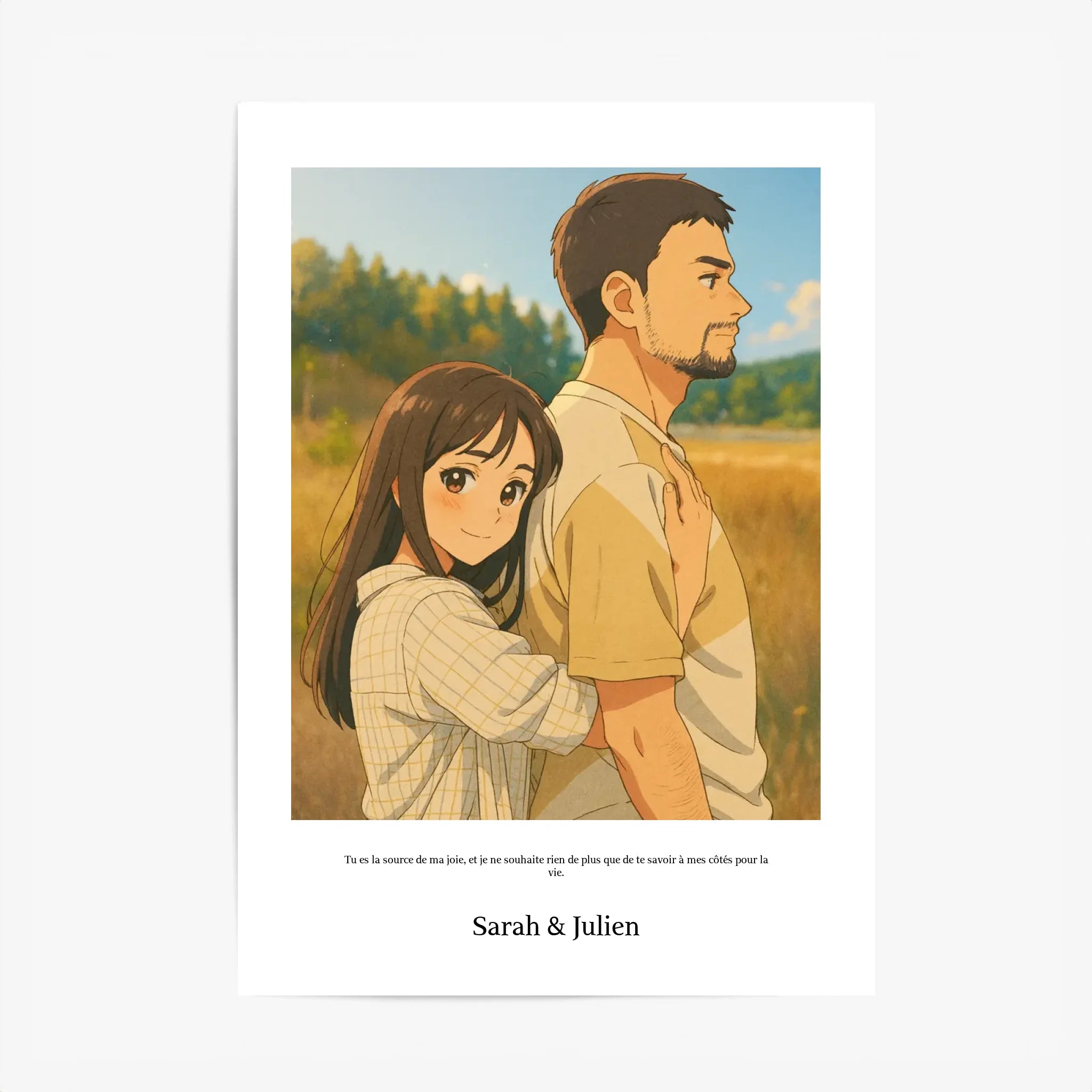 Affiche Personnalisée Style Dessin Animé Couple