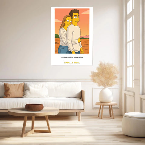 Affiche Personnalisée Style Simpson Couple