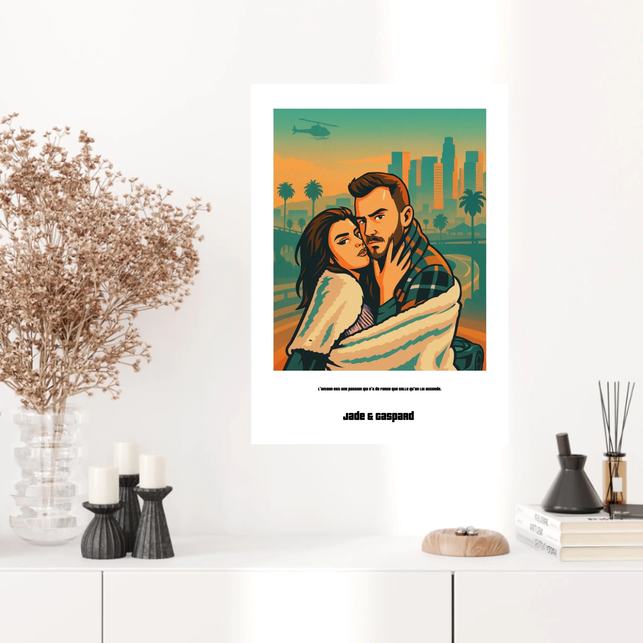 Affiche Personnalisée Style GTA Couple