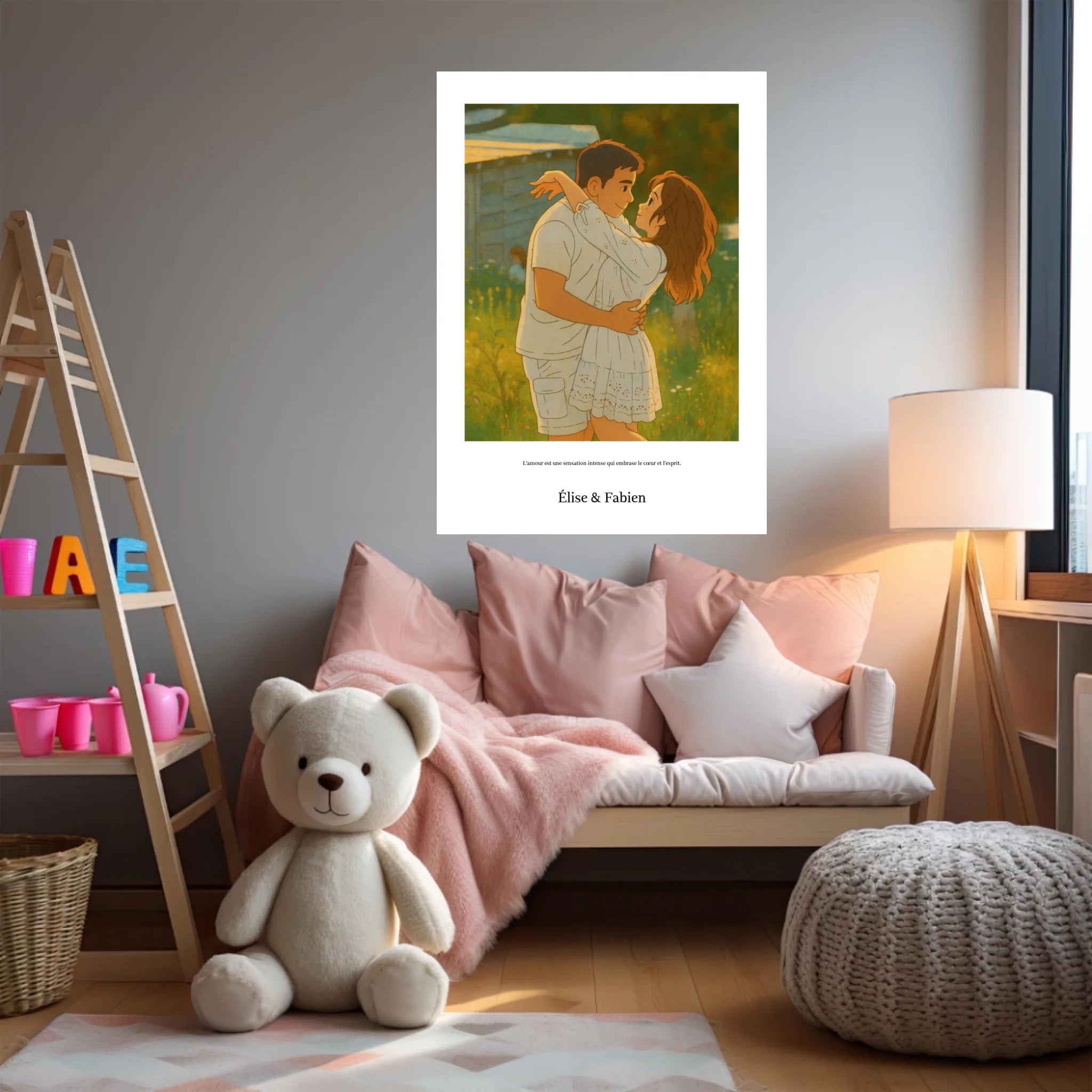 Affiche Personnalisée Style Ghibli Couple