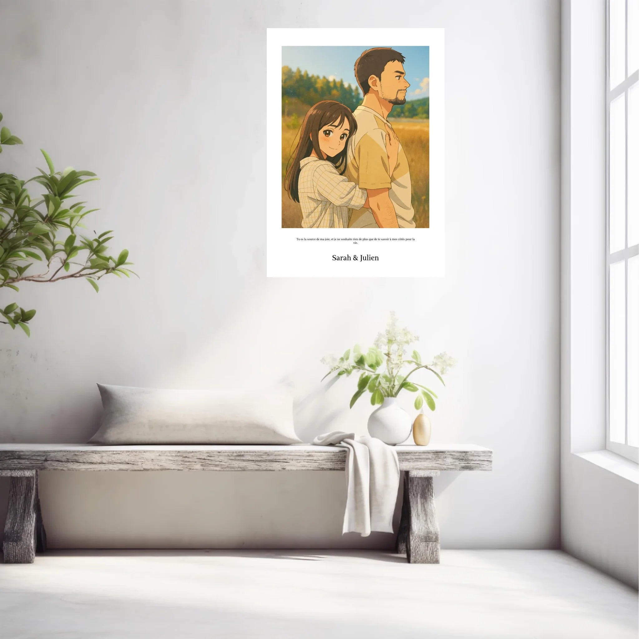 Affiche Personnalisée Style Dessin Animé Couple