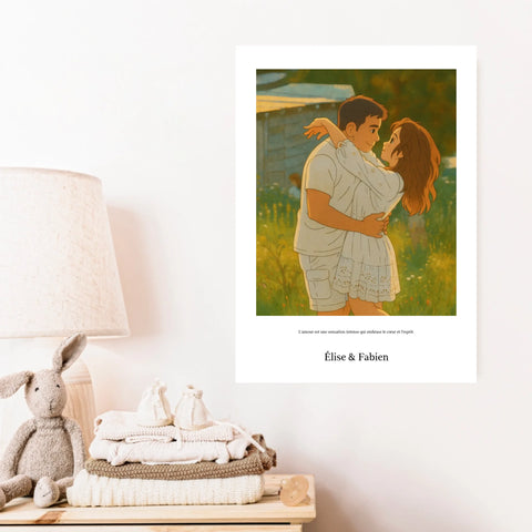 Affiche Personnalisée Style Ghibli Couple