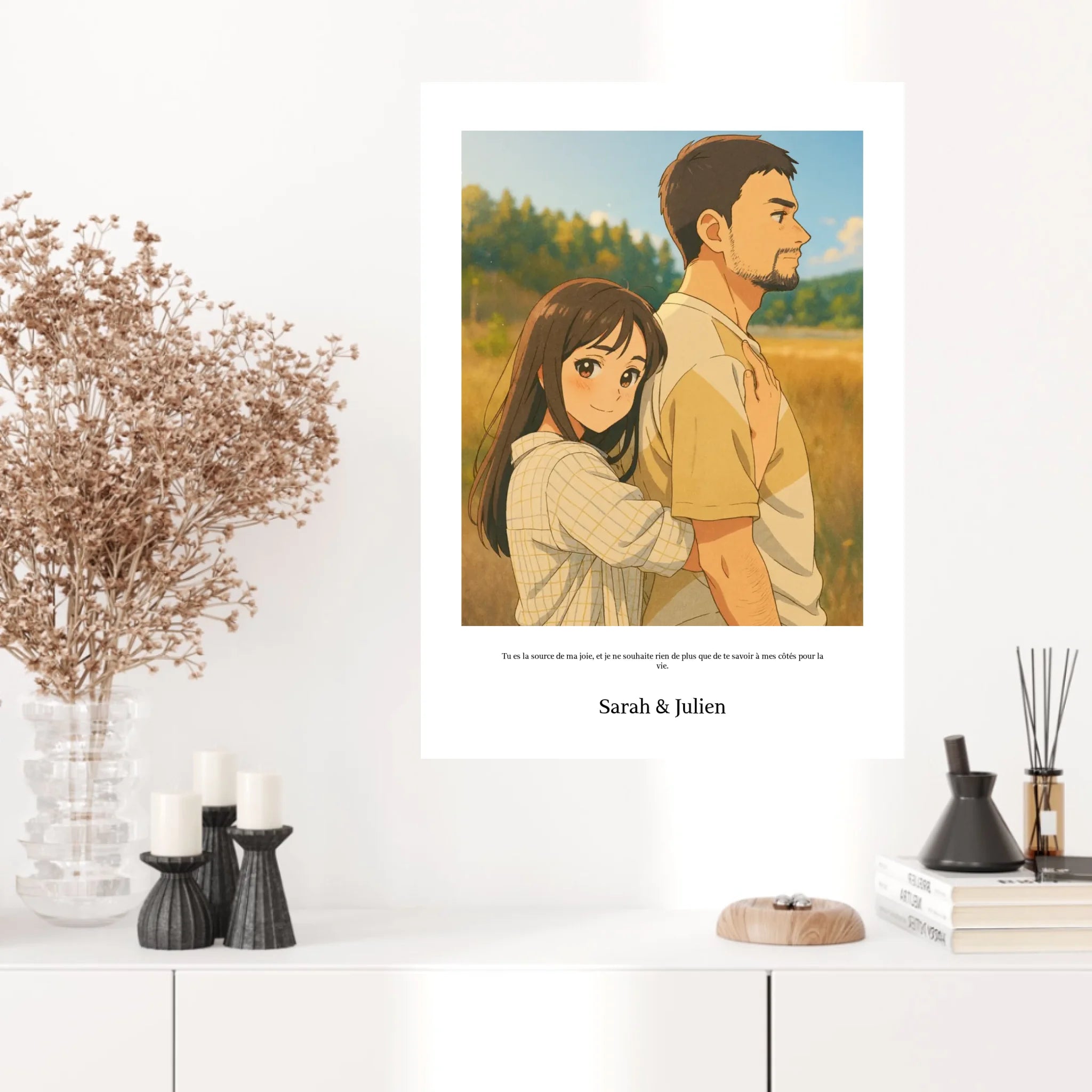 Affiche Personnalisée Style Dessin Animé Couple