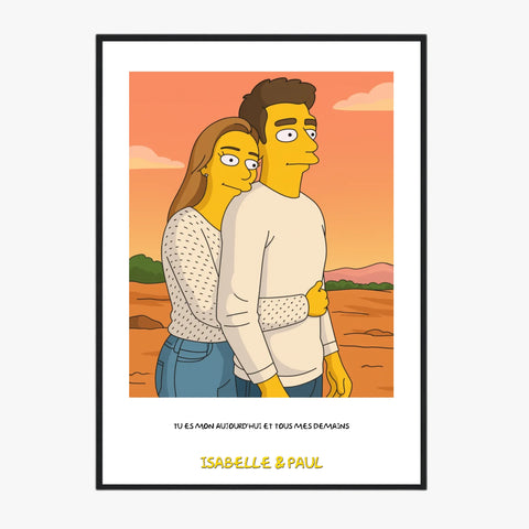 Affiche Personnalisée Style Simpson Couple