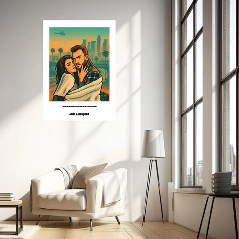 Affiche Personnalisée Style GTA Couple