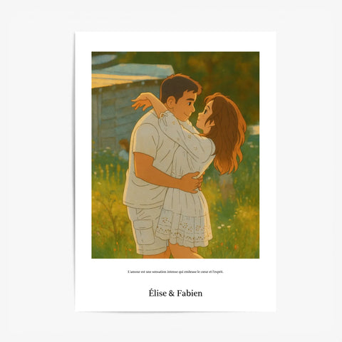 Affiche Personnalisée Style Ghibli Couple