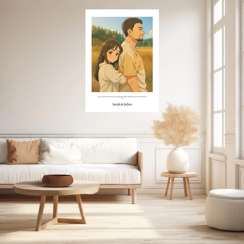 Affiche Personnalisée Style Dessin Animé Couple