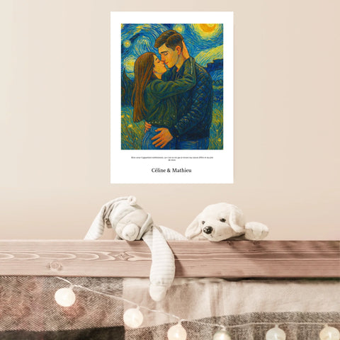 Affiche Personnalisée Style Van Gogh Couple