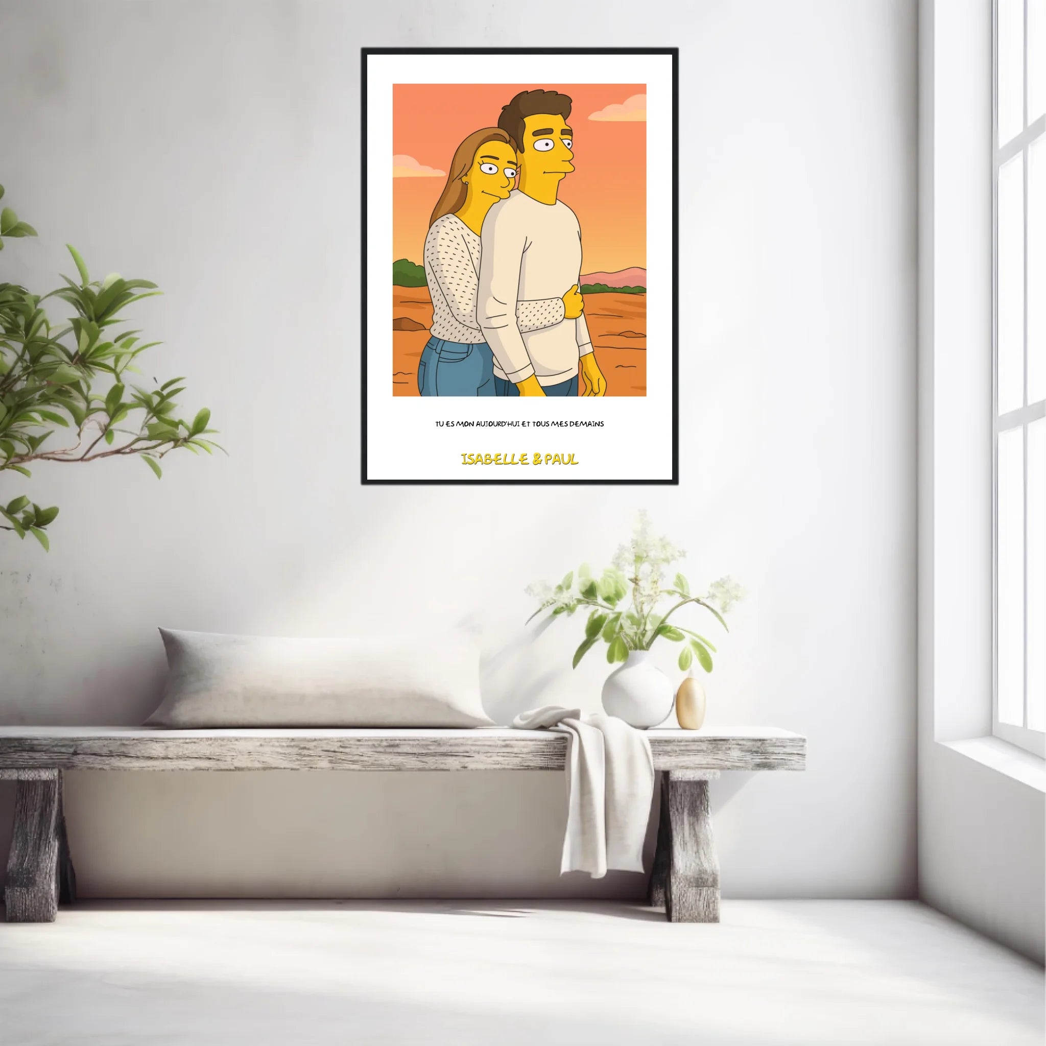 Affiche Personnalisée Style Simpson Couple