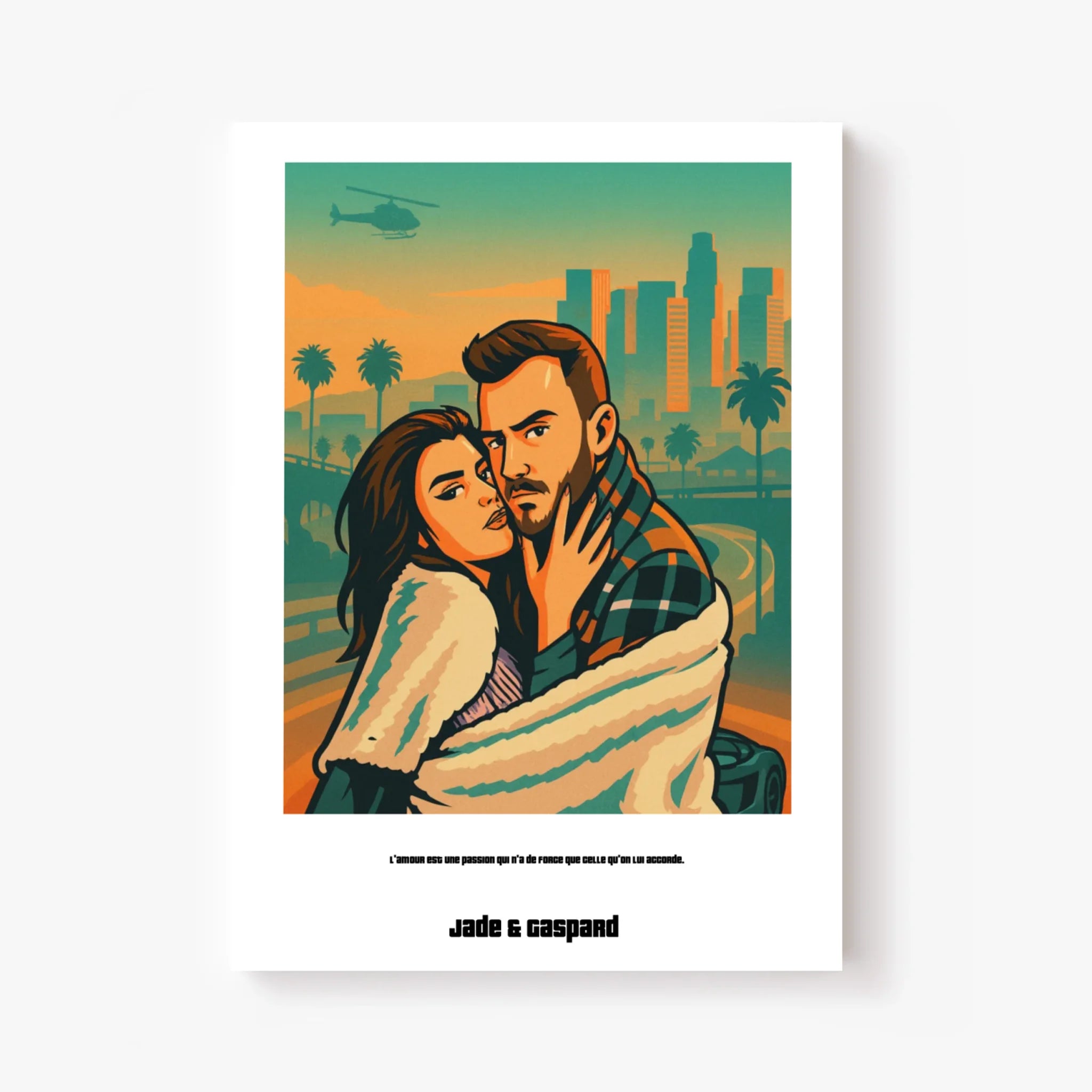 Affiche Personnalisée Style GTA Couple
