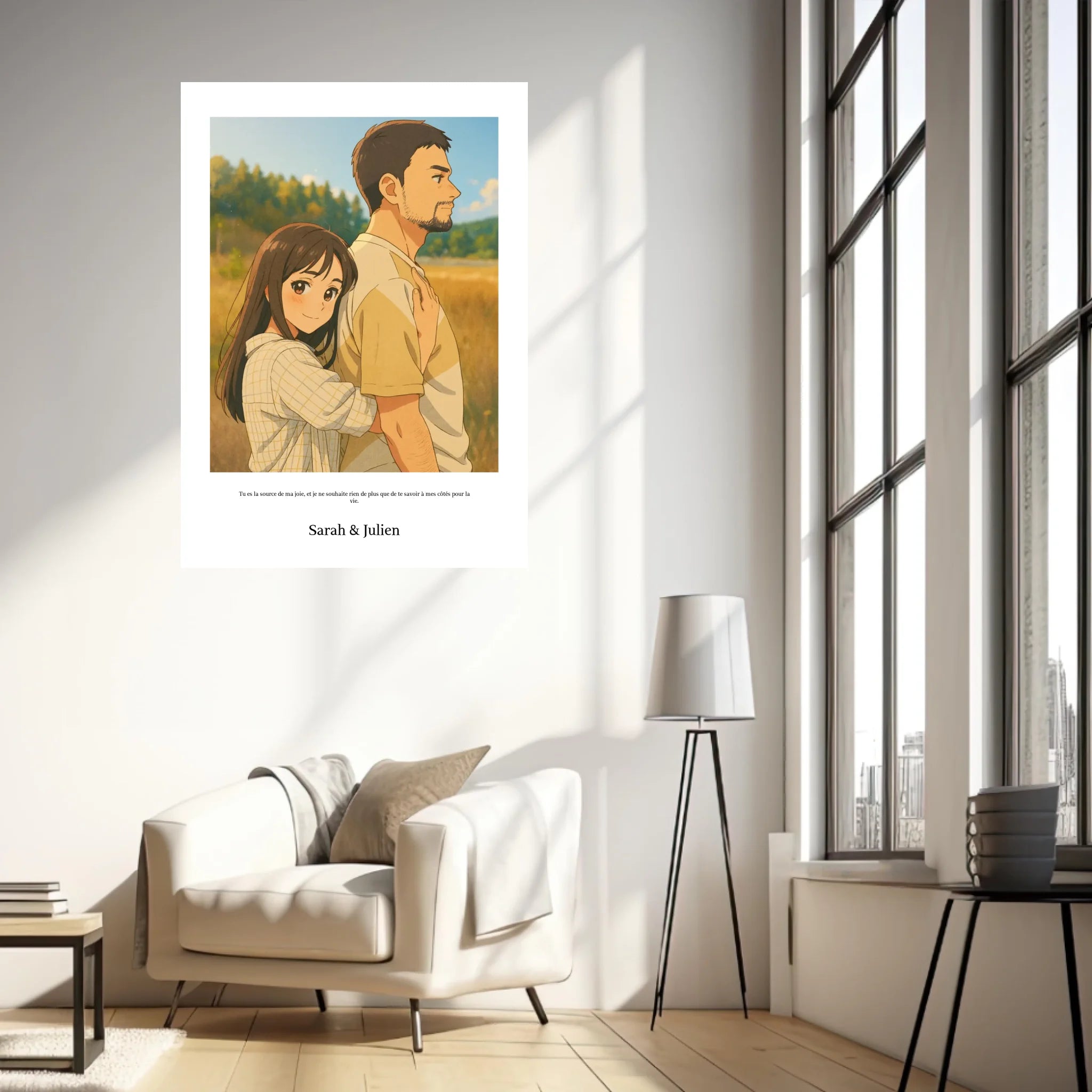 Affiche Personnalisée Style Dessin Animé Couple