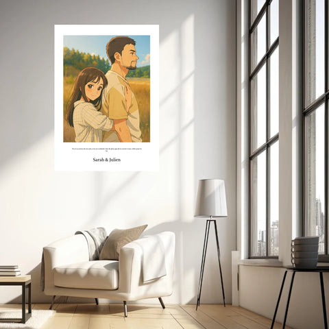 Affiche Personnalisée Style Dessin Animé Couple