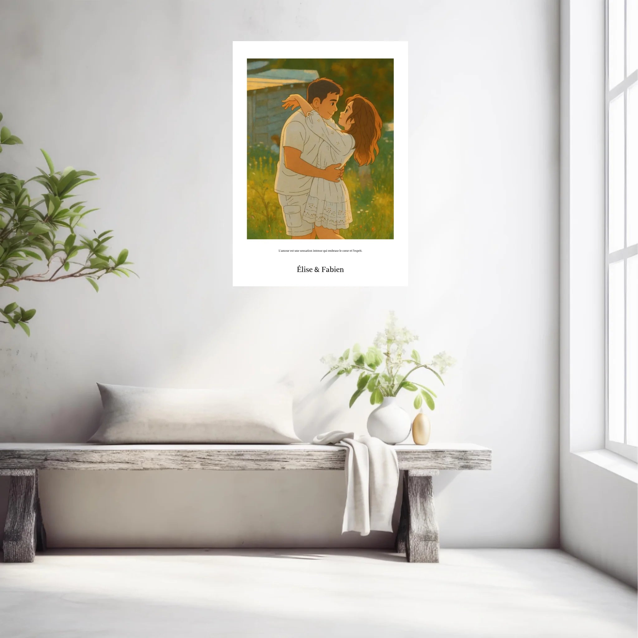 Affiche Personnalisée Style Ghibli Couple