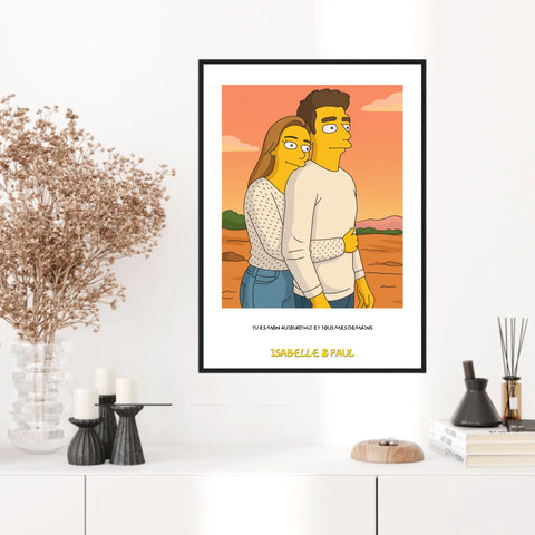 Affiche Personnalisée Style Simpson Couple