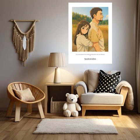 Affiche Personnalisée Style Dessin Animé Couple