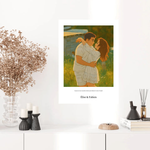Affiche Personnalisée Style Ghibli Couple