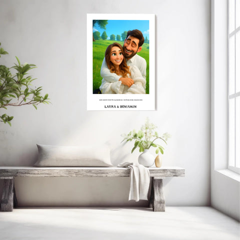 Affiche Personnalisée Style Pixar Couple