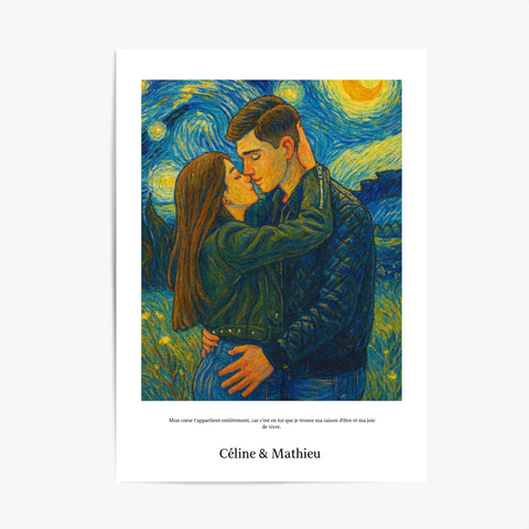 Affiche Personnalisée Style Van Gogh Couple
