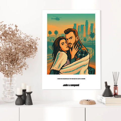 Affiche Personnalisée Style GTA Couple