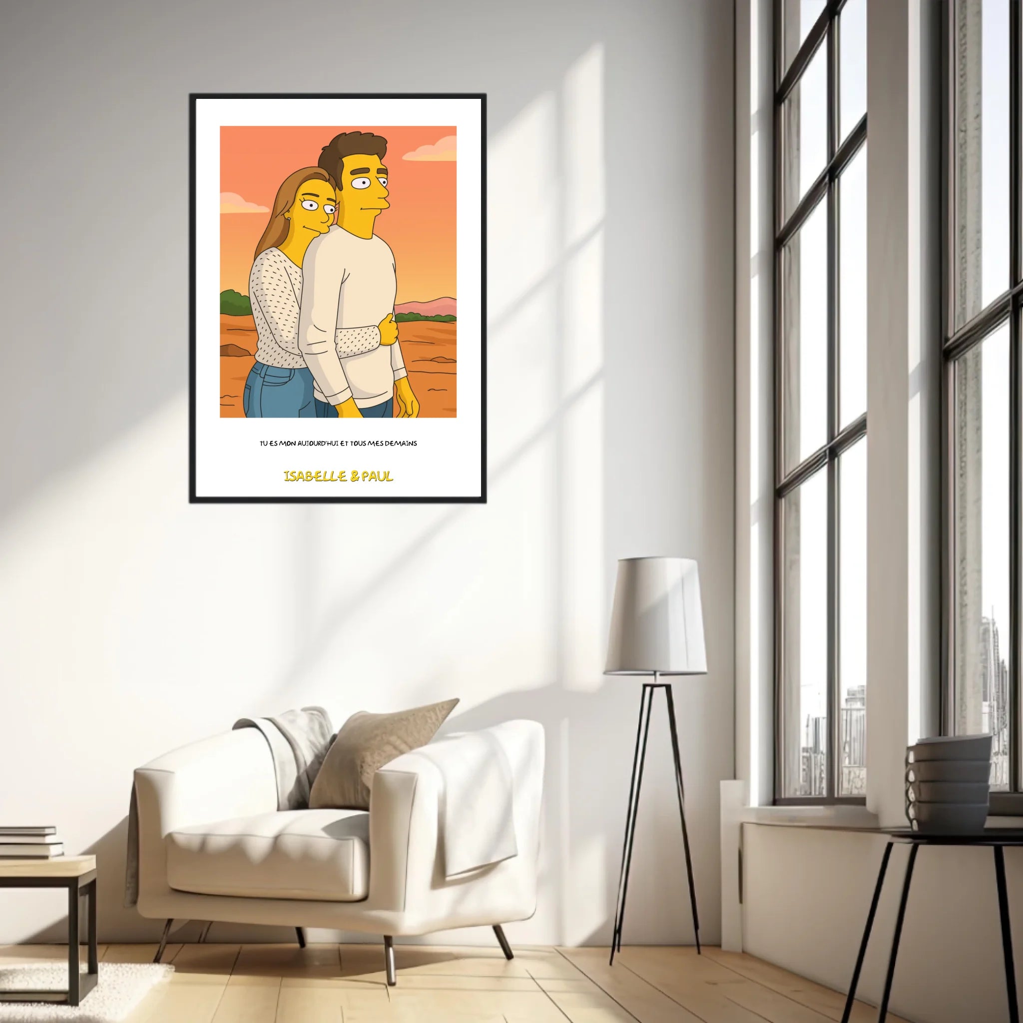 Affiche Personnalisée Style Simpson Couple