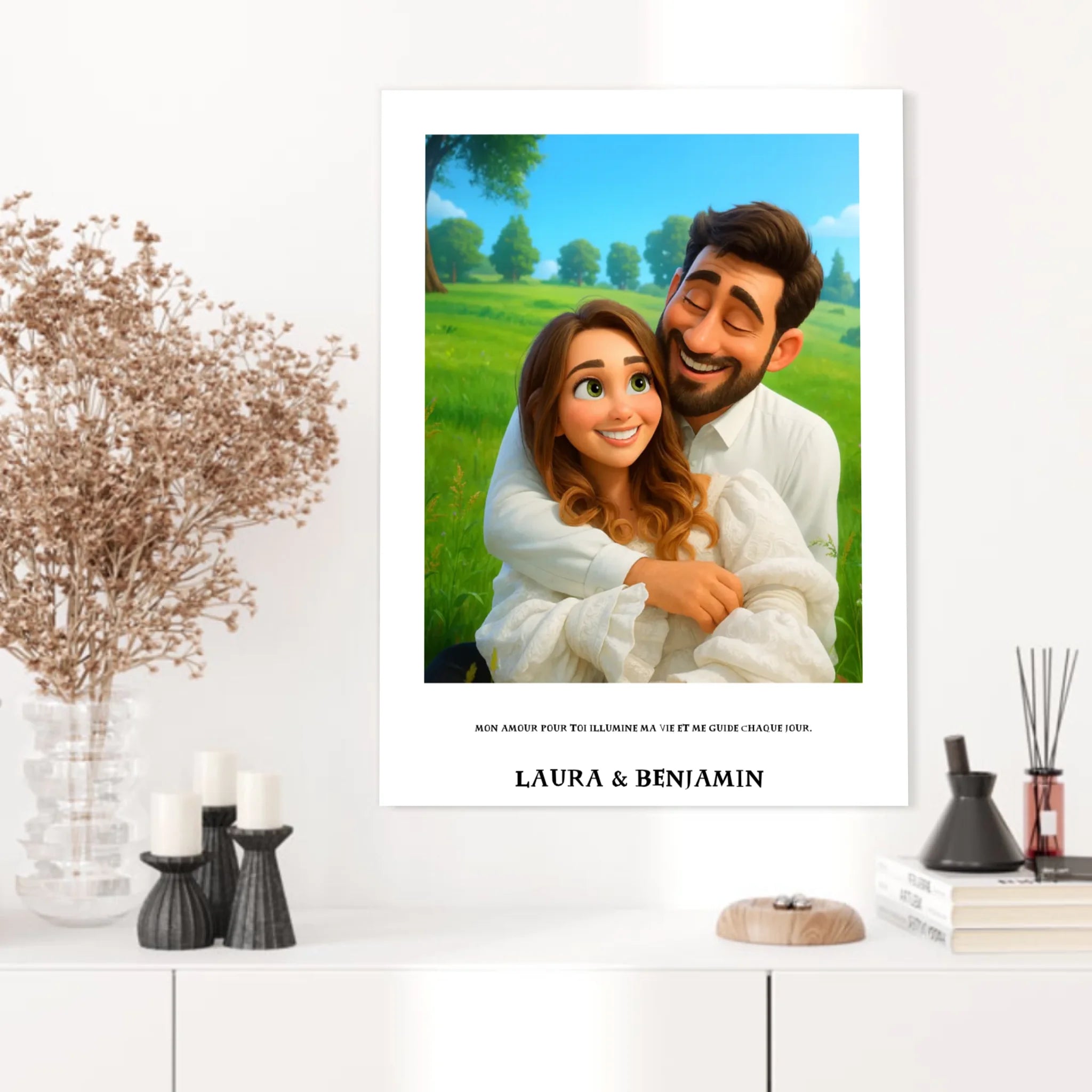 Affiche Personnalisée Style Pixar Couple