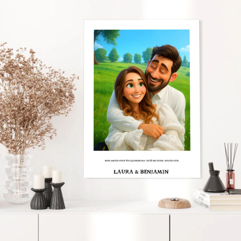 Affiche Personnalisée Style Pixar Couple