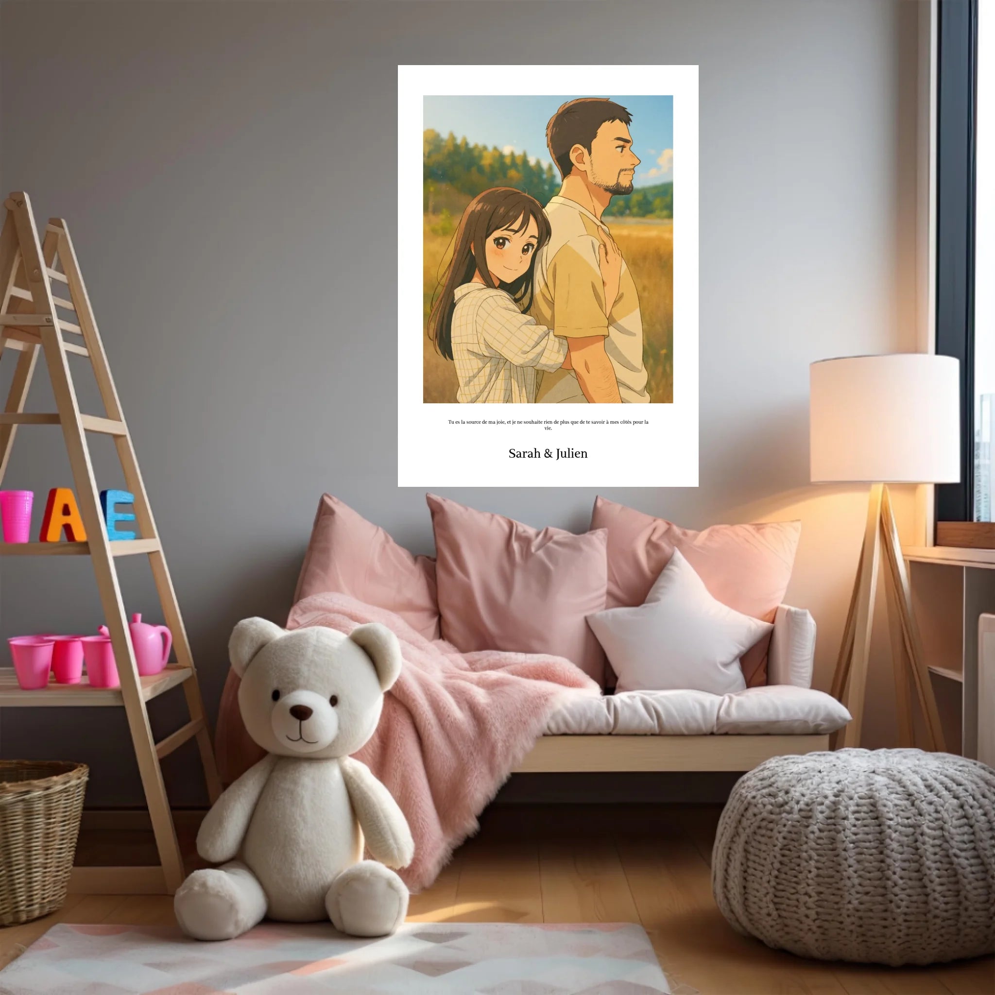 Affiche Personnalisée Style Dessin Animé Couple