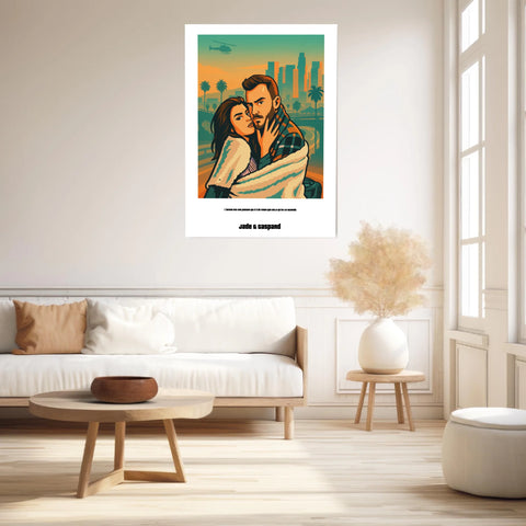 Affiche Personnalisée Style GTA Couple
