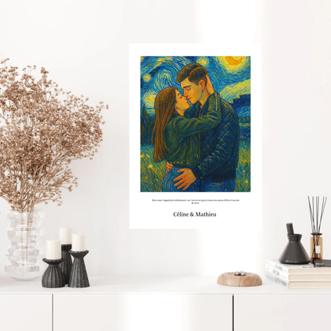Affiche Personnalisée Style Van Gogh Couple