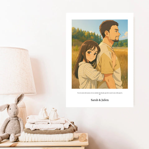 Affiche Personnalisée Style Dessin Animé Couple
