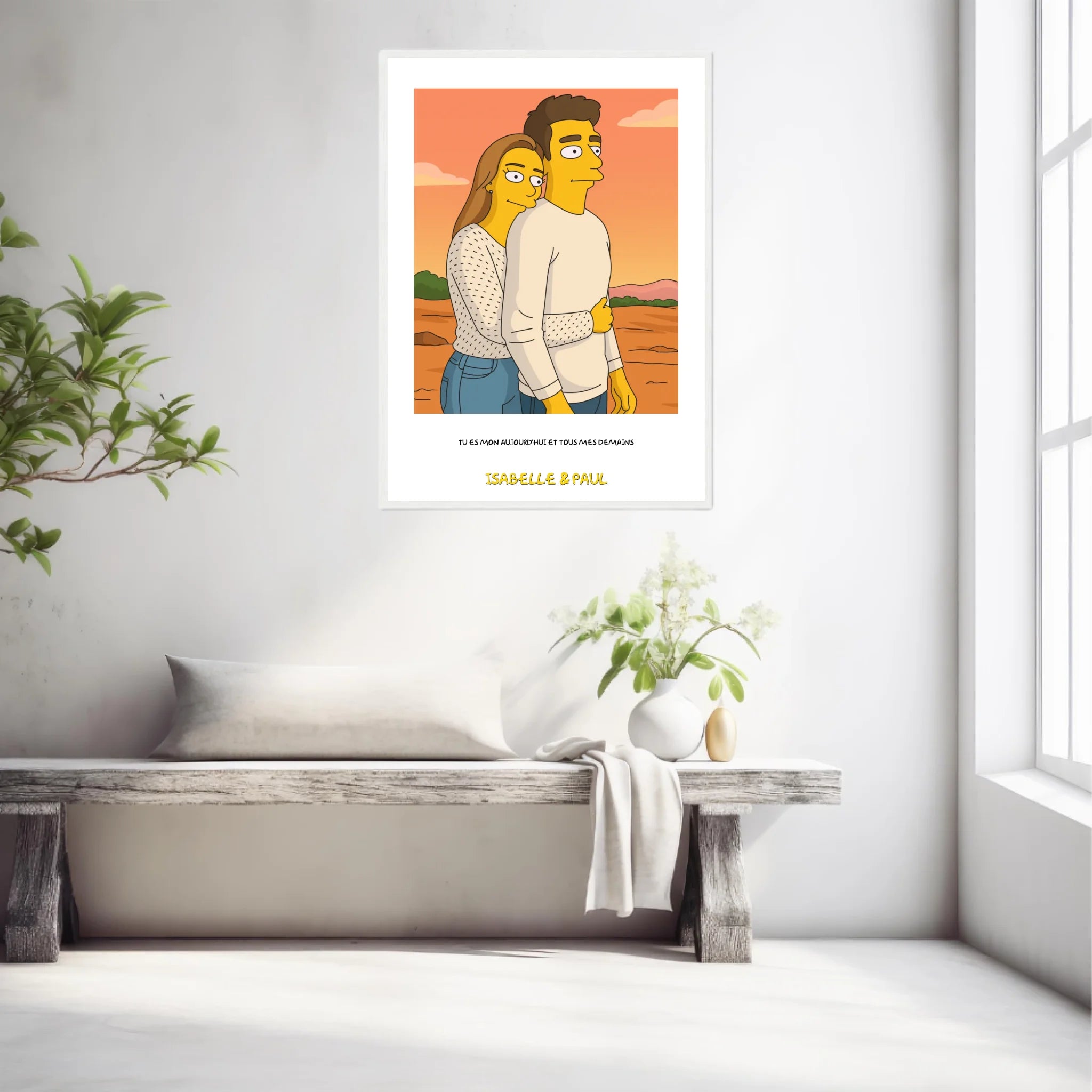 Affiche Personnalisée Style Simpson Couple