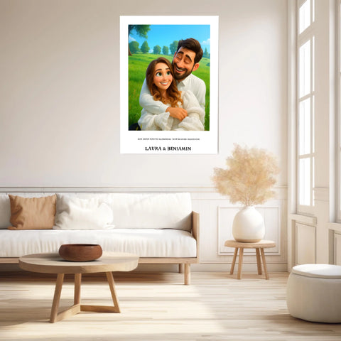 Affiche Personnalisée Style Pixar Couple