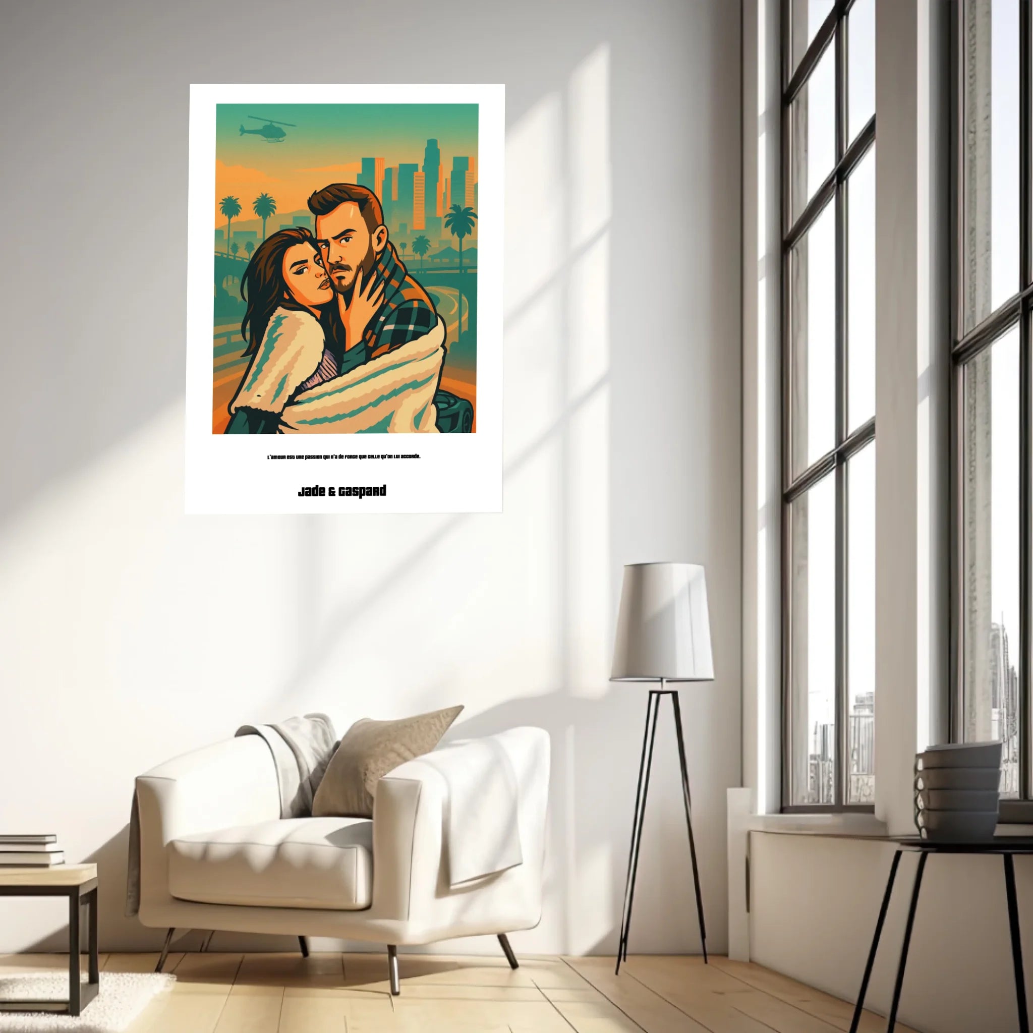 Affiche Personnalisée Style GTA Couple
