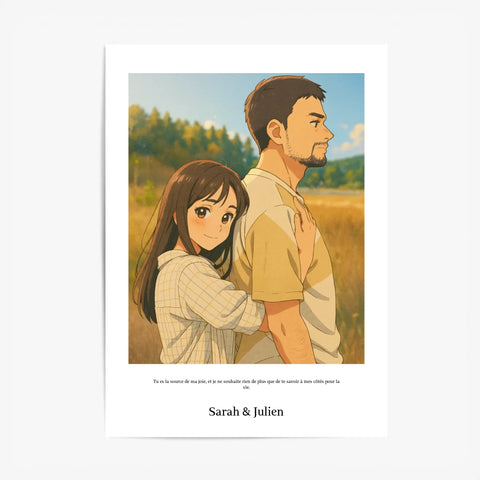 Affiche Personnalisée Style Dessin Animé Couple