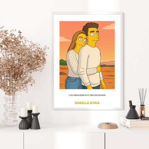 Affiche Personnalisée Style Simpson Couple