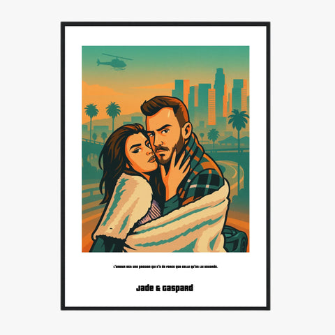 Affiche Personnalisée Style GTA Couple