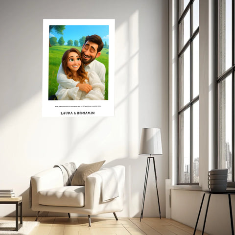 Affiche Personnalisée Style Pixar Couple