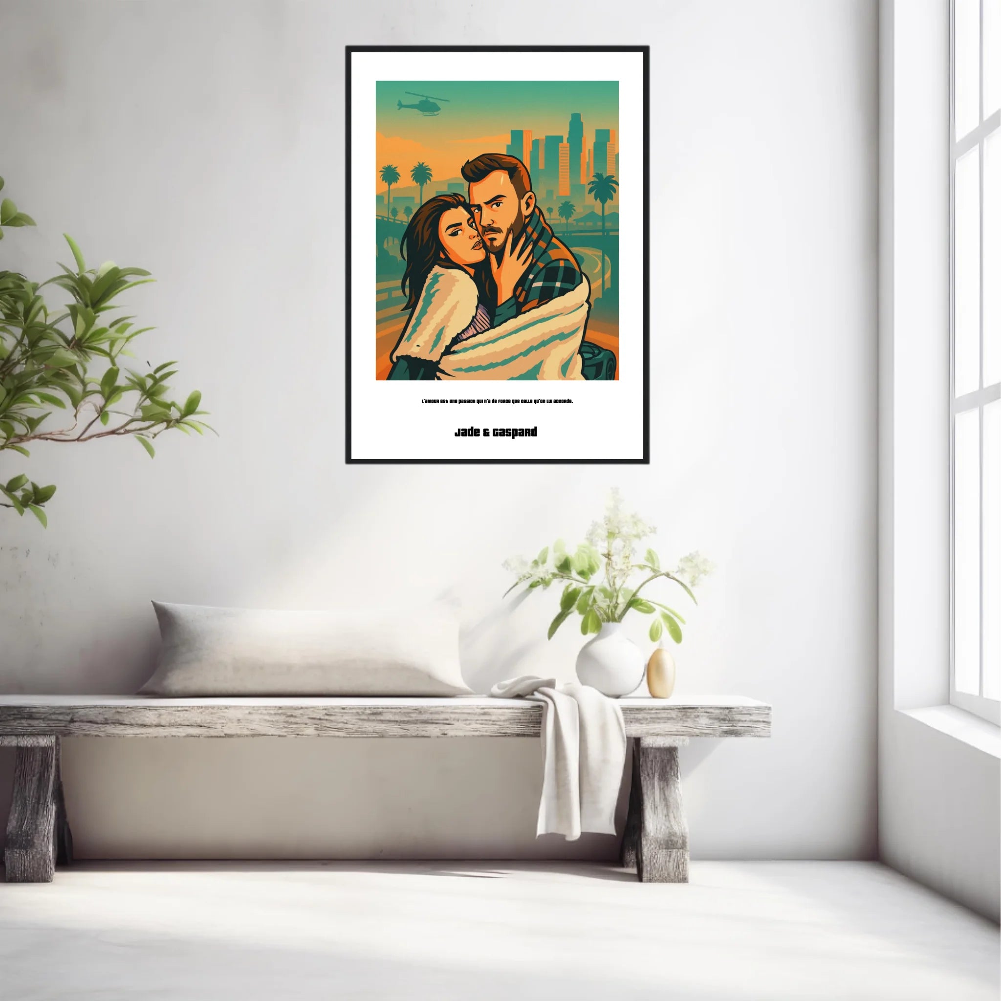 Affiche Personnalisée Style GTA Couple