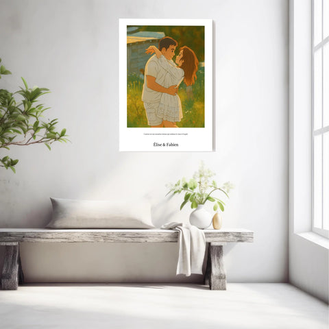 Affiche Personnalisée Style Ghibli Couple