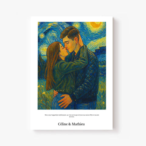 Affiche Personnalisée Style Van Gogh Couple