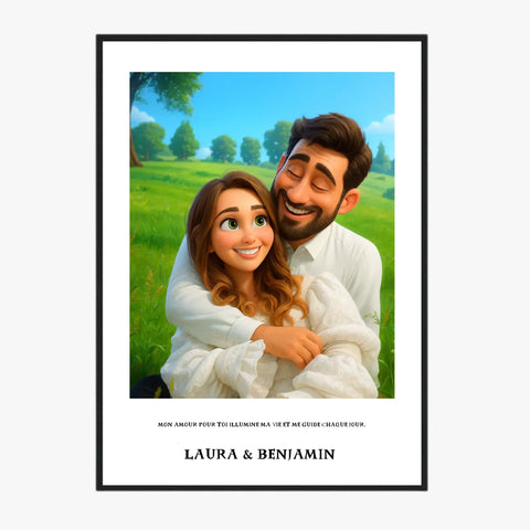 Affiche Personnalisée Style Pixar Couple