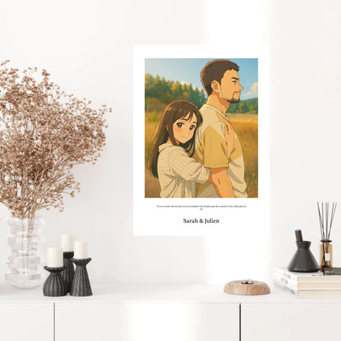 Affiche Personnalisée Style Dessin Animé Couple