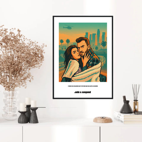 Affiche Personnalisée Style GTA Couple