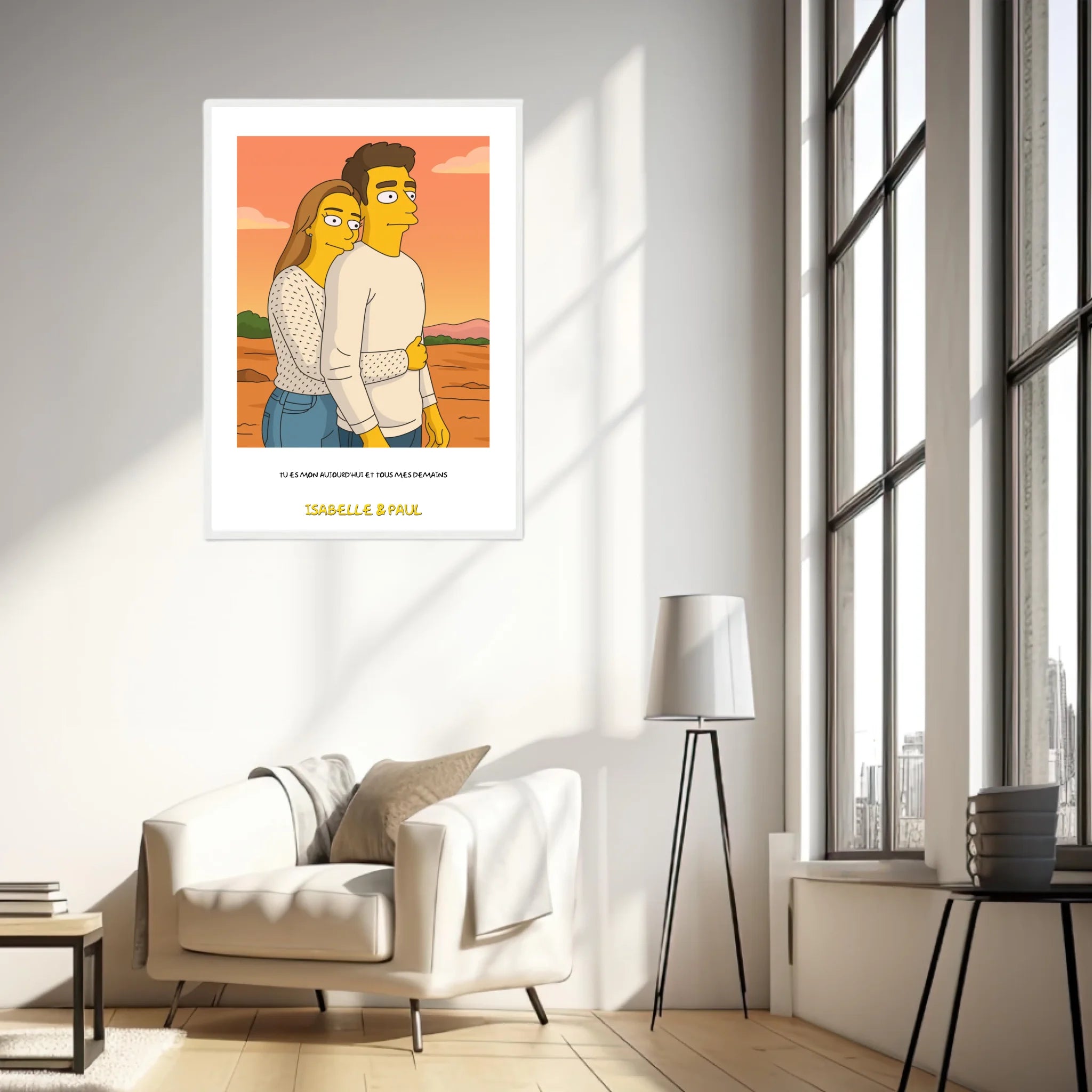 Affiche Personnalisée Style Simpson Couple