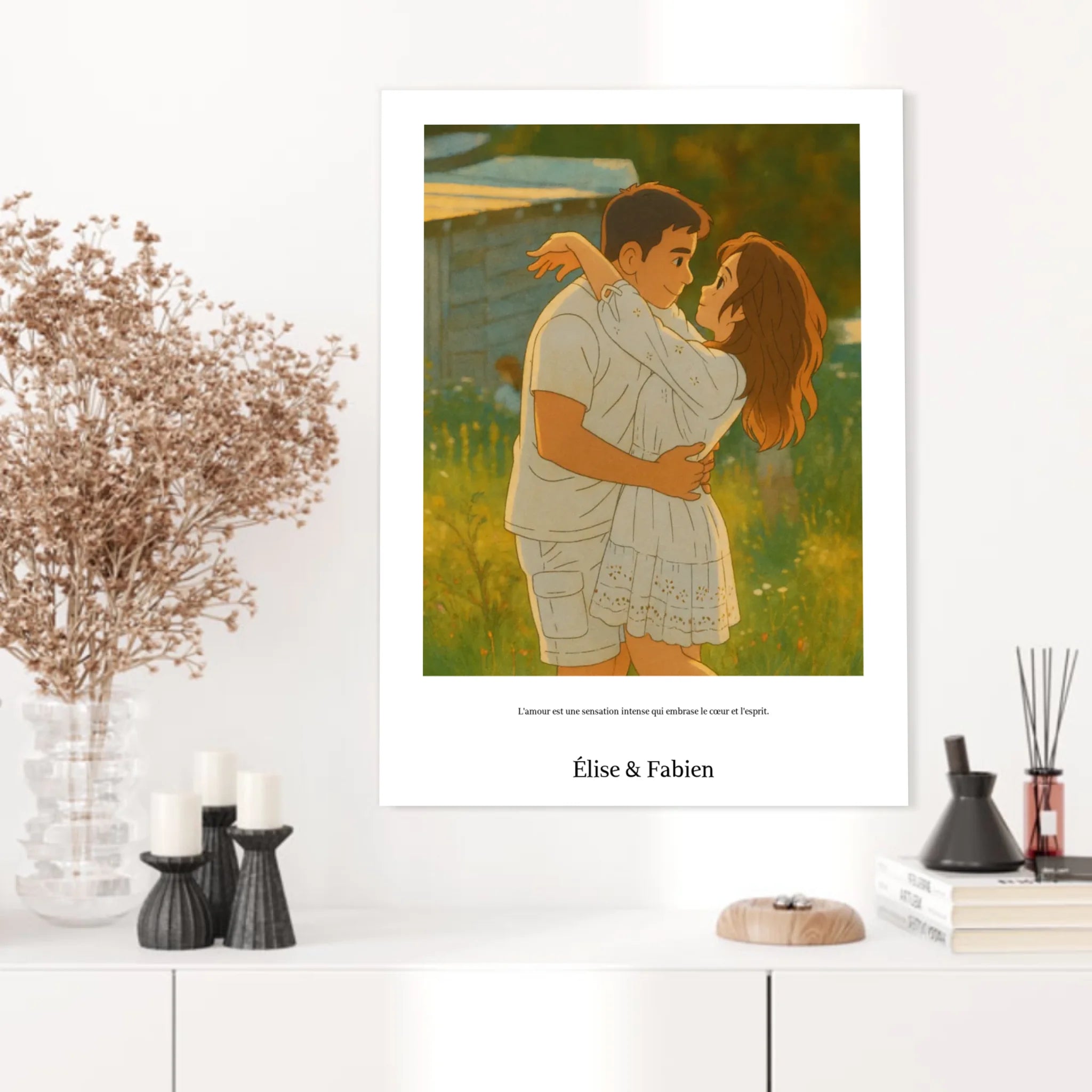 Affiche Personnalisée Style Ghibli Couple