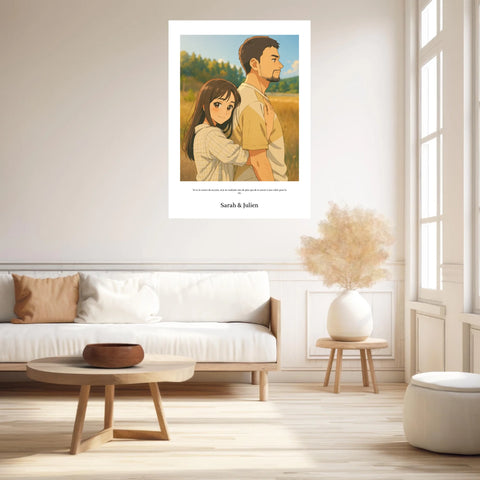 Affiche Personnalisée Style Dessin Animé Couple