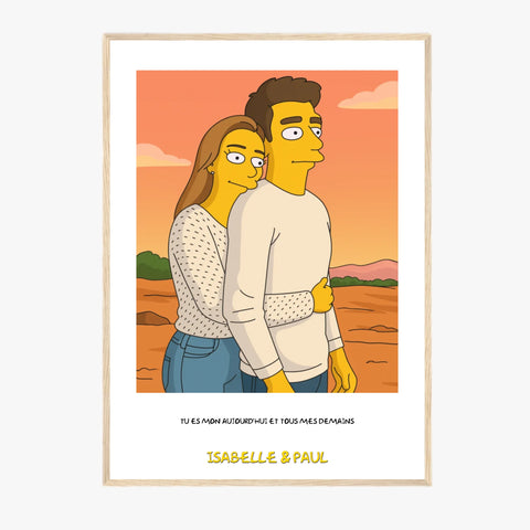 Affiche Personnalisée Style Simpson Couple