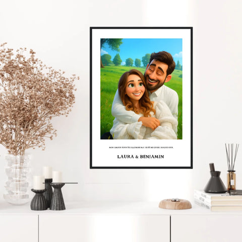 Affiche Personnalisée Style Pixar Couple