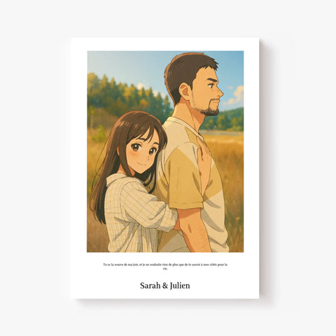 Affiche Personnalisée Style Dessin Animé Couple